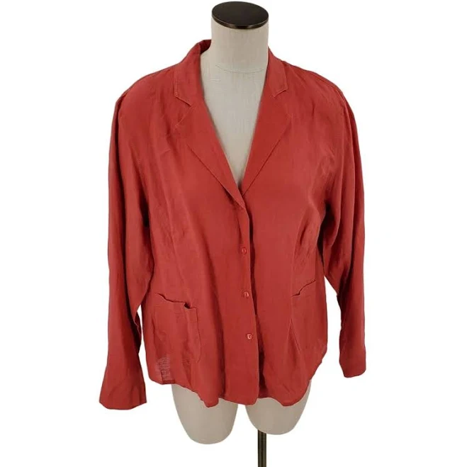 blazer Jones York Collection Woman Jacket Linen Button Terracotta Size 14W eBay - madmax8fan $25
