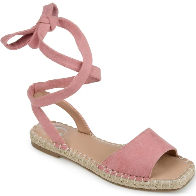 shoes Journee Collection Women's Emelie Espadrille Flat Sandals - Rose - Size 7W Macy's $43.2