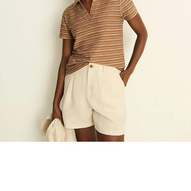 shorts Lands' End Women's High Rise Pleated A-line 5" Linen Shorts Lands' End $32.47