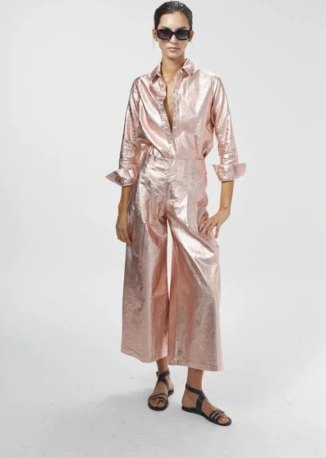 culottes Lanhtropy Metallic Linen Culotte Pants Casa Chetta $260