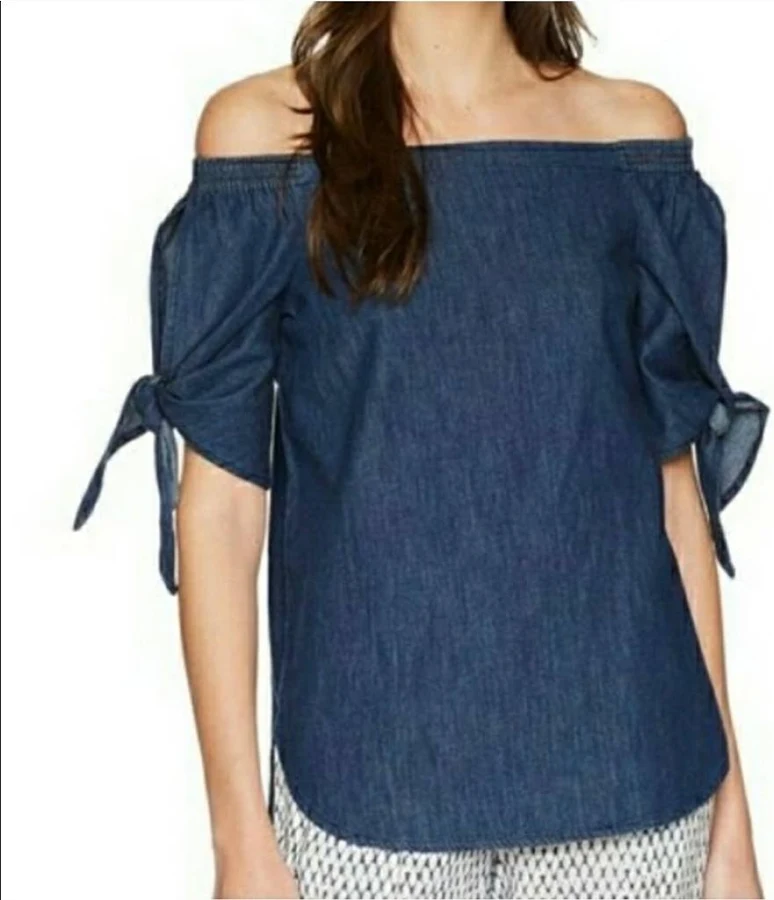 blouses LAUREN Ralph Lauren Women's Off-the-Shoulder Denim Top Poshmark $25