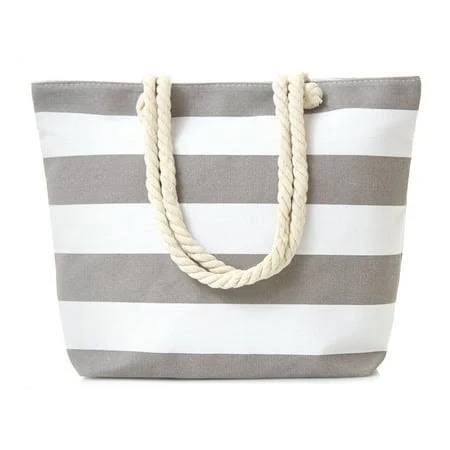 bag Leisureland Women's Rope Handle Stripe Canvas Tote Bag Walmart - AmericanPJs $18.96