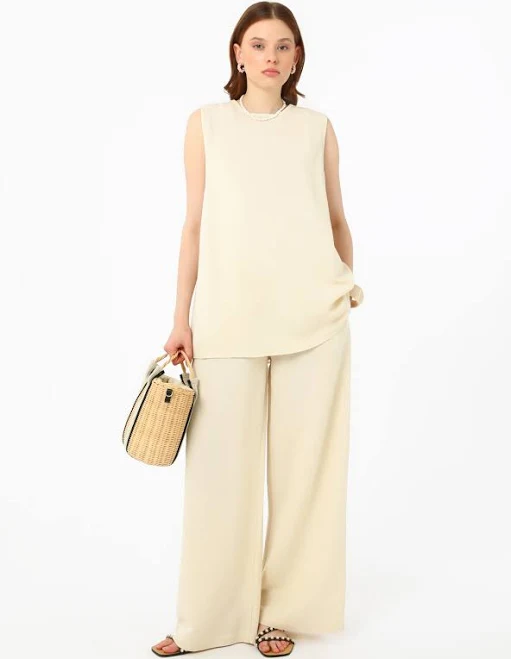 matching set Linen Tunic Pants Set Modanisa BE $13.31