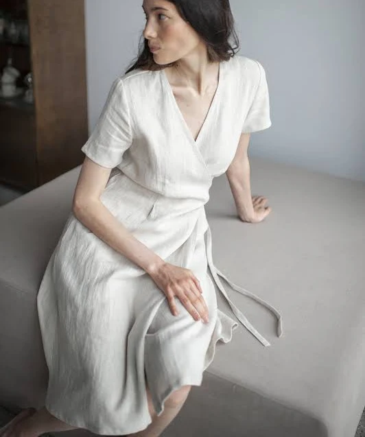dress Linen Wrap Dress Sandsnowlinen.us $136