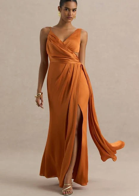 dress Livia Plunge-Neck Fishtail Maxi Dress Club L London USA $115