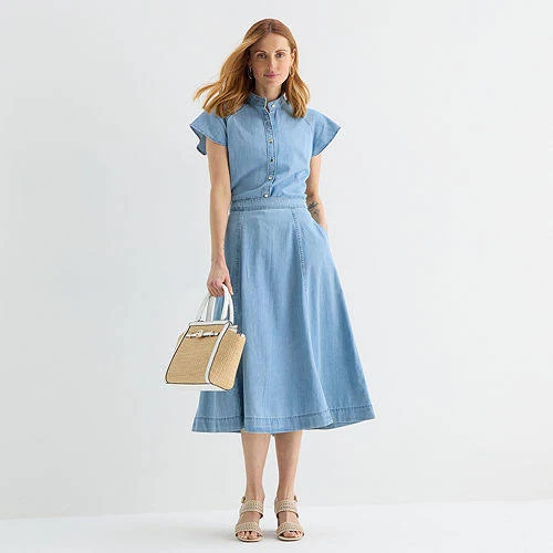 skirt Liz Claiborne Women's Mid Rise Midi Denim Skirt JCPenney $24.3