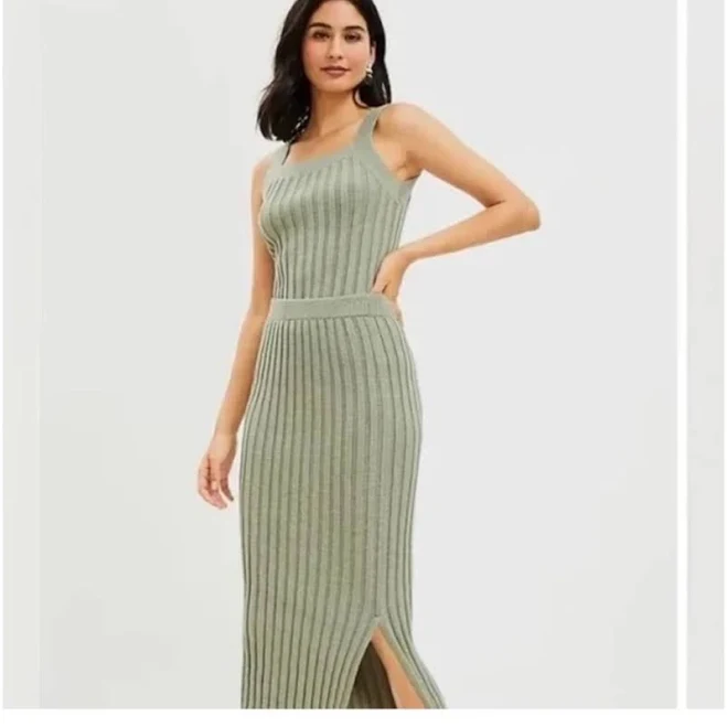 matching set Loft Dresses | Loft Sage Ribbed Knit Set | Color: Green | Size: L | Rachelg131's Closet Poshmark $40