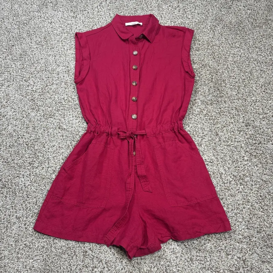 romper Loft Pink Linen Blend Tie Waist Romper Size Medium eBay - mytwoboyst $23.99