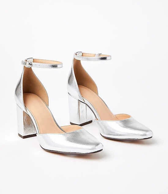 shoes Loft Women's Metallic Ankle Strap Block Heels LOFT $29.35
