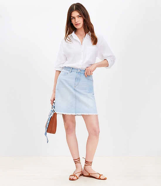 skirt Loft Women's Petite Frayed Denim Mini Skirt LOFT $22.44