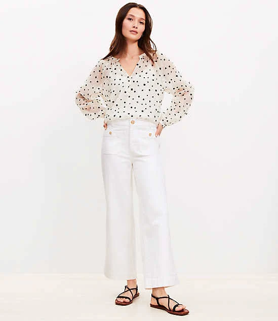 pants Loft Women's Petite Palmer Wide Leg Twill Crop Pants LOFT $42.47