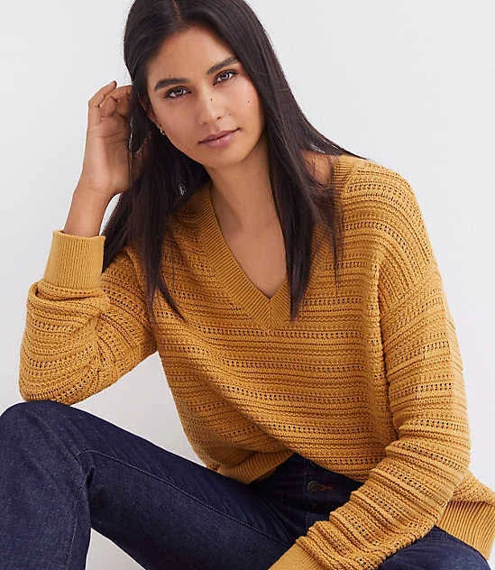 top Loft Women's Stitchy V-Neck Sweater LOFT $22.49