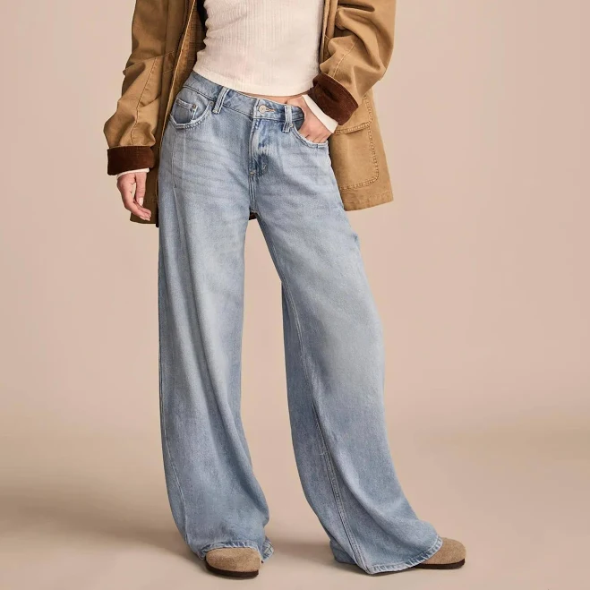 palazzo pants Lucky Brand Women's Wide Leg Pleated Liquid Denim Luxe Palazzo Jeans Lucky Brand $39.99