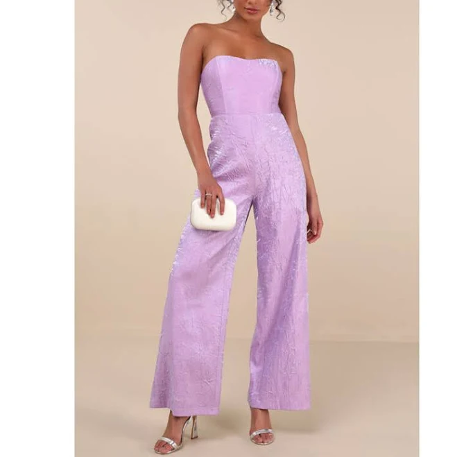 jumpsuit Lulus Ciela Textured Strapless Wide-Leg Jumpsuit Poshmark $50