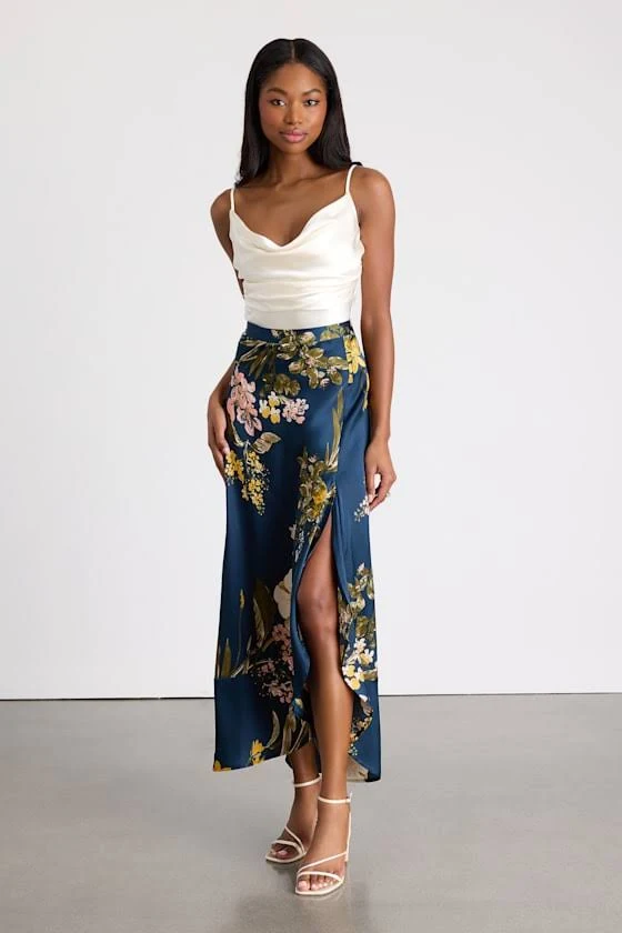 maxi skirt Lulus Floral Print Satin Maxi Skirt Lulus $56