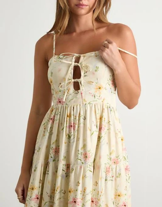 dress Lulus Floral Tie-Front Tiered Midi Dress Lulus $69