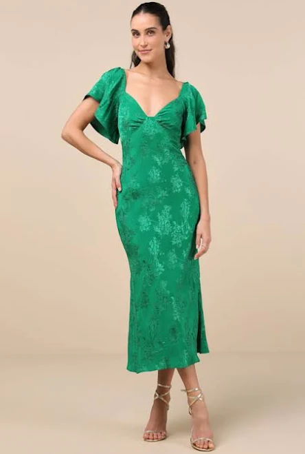 clothes Lulus Flutter Sleeve Satin Midi Dress Lulus $79