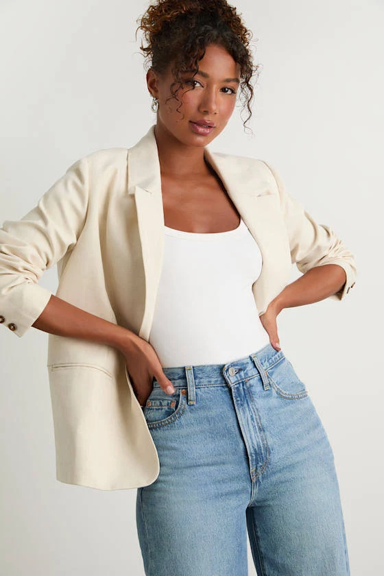 outerwear Lulus Oversized Linen Blazer Lulus $65
