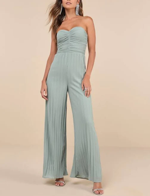 jumpsuit Lulus Pleated Strapless Wide-Leg Jumpsuit Lulus $79