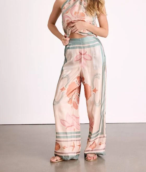 trousers Lulus Wide-Leg Boho Print Satin Pants Lulus $59