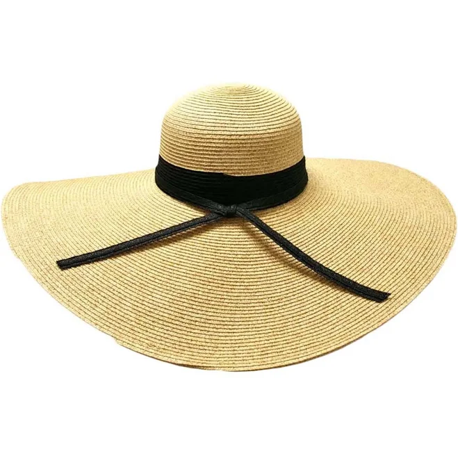 accessory Luxury Divas Wide Brim Floppy Hat with Ribbon Hat Band Luxury Divas $38