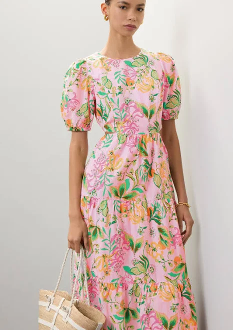 dress Lyssa Midi Dress Lilly Pulitzer, Pink-green-print, Female, Size 4 Rent The Runway $258