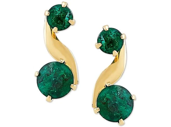 accessory Macy's Women's 10K Gold Emerald Swirl Drop Earrings Macy's $100