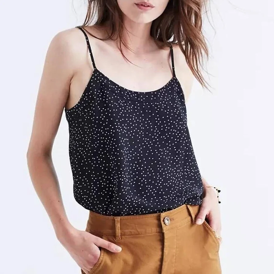 blouse Madewell Silk Black And White Polkadot Cami Top Size 0 eBay $19.99