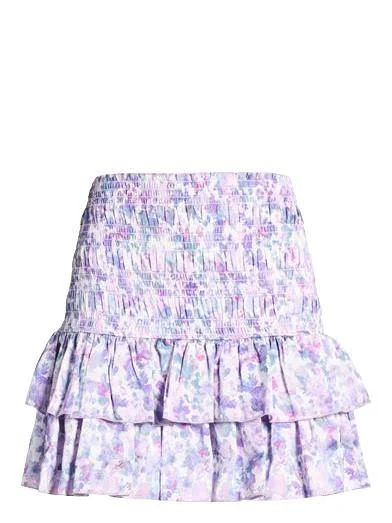 mini skirt Maje Mini Floral-print Ruched Skirt - Purple Editorialist $222