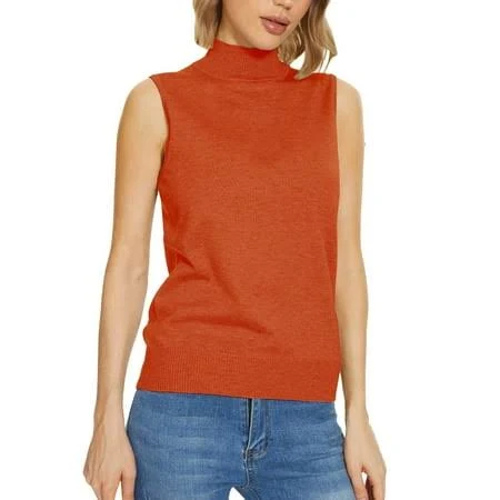 top Manxivoo Women's Sleeveless Mock Neck Soft Knit Stretch Tank Top Walmart - Hooplkongol Clothing Shop $12.19