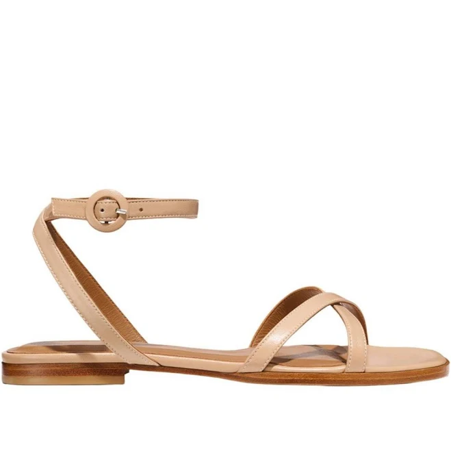 shoes Margaux Women's The Flat Sandals - Tan/Beige - Size 7 - Narrow - Dune Nappa Bloomingdale's $280