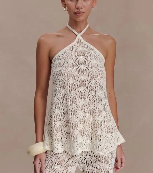crop top Meshki Corey Crochet Halter Neck Top meshki.us $85