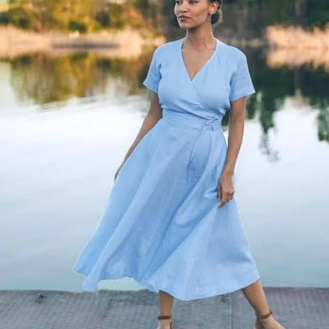 dress Midi Length Linen Wrap Dress Etsy - VisibleArt $136.11