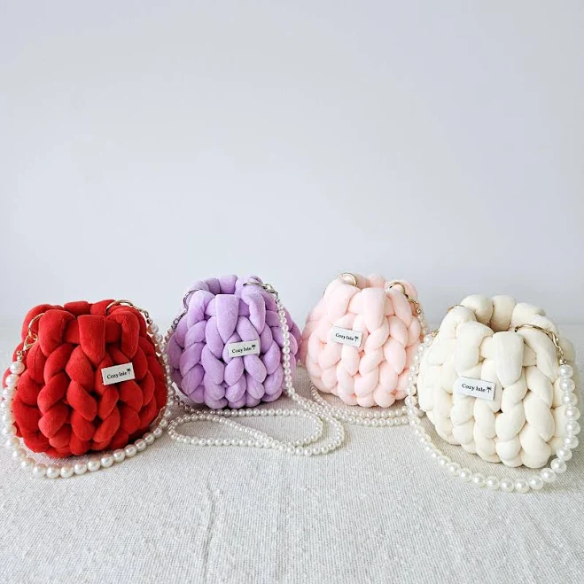 bag Mini Handmade Chunky Velvet Bag with Pearl Strap Etsy - Seller $24.55