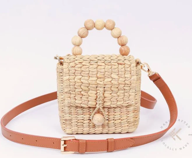 bag Mini Straw Crossbody Bag with Bamboo Beads Etsy - Seller $39