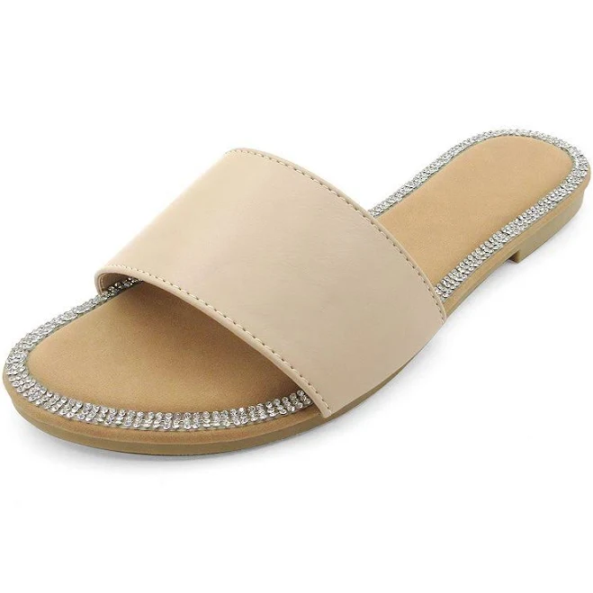 shoes Minimal Slide Sandals with Crystal-Trimmed Footbed, Women's, Size: 8, Beige Kohl's $34.99
