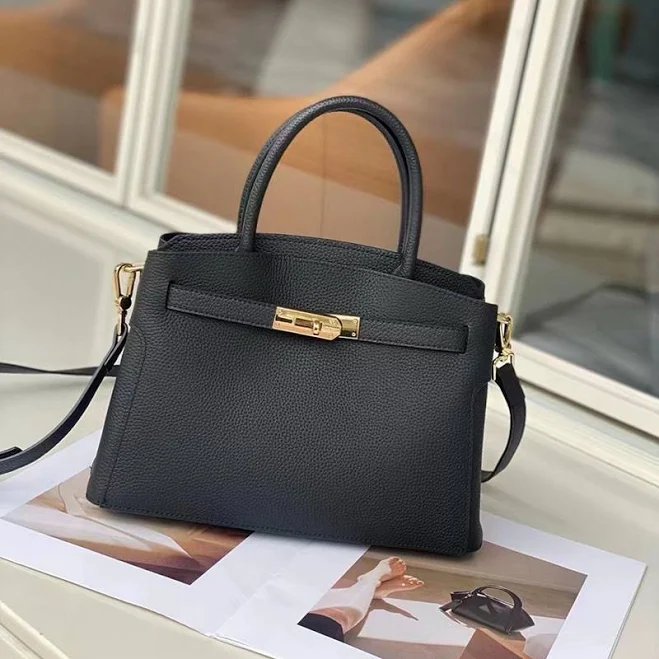 bag Minimalist Genuine Leather Lock Clasp Crossbody Bag RomyTisa $104.99