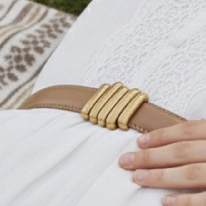 accessory Minimalist Slim Waist Leather Belt with Gold Sculptural Buckle Etsy - Seller $50.59