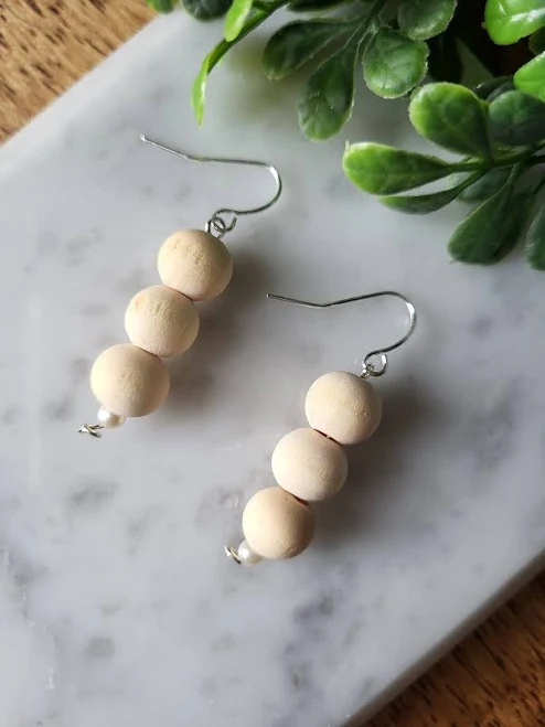 accessory Minimalist Wooden Bead Drop Earrings Etsy - SimplyHandmadeHomeCo $9