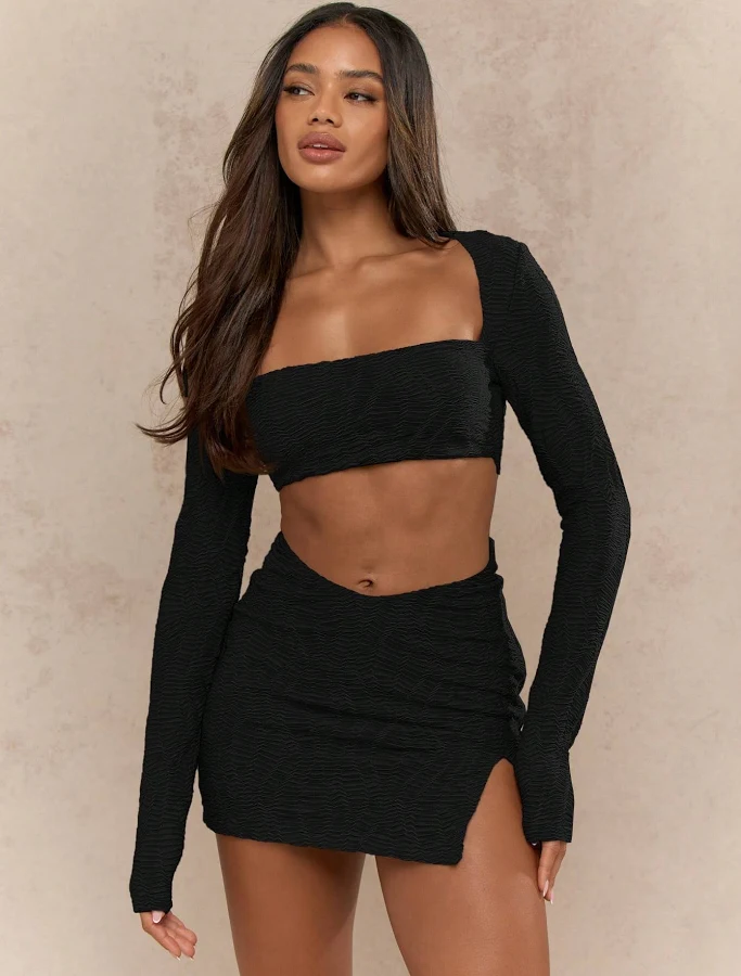dress Missguided Textured Stretchy Cut Out Long Sleeve Mini Party Dress missguided $25.05