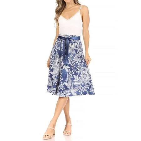 skirt Moa Collection Women's Casual Floral A-Line High Waist Belted Midi Skirt Walmart - MOA Collection $19.95