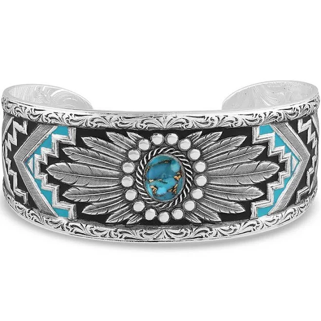 accessory Montana Silversmiths Blue Spring Turquoise Cuff Bracelet Montana Silversmiths $96