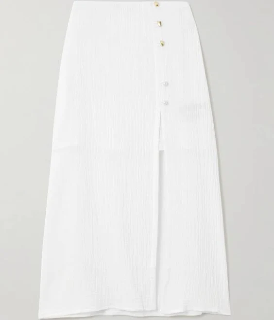 skirt Mother of Pearl Maggie Faux Pearl-Embellished Organic Cotton Midi Skirt NET-A-PORTER $170