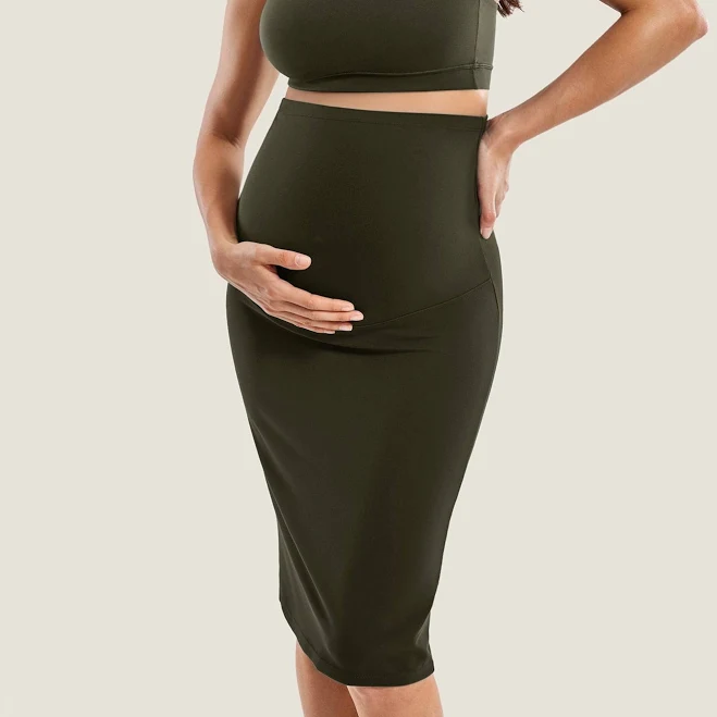 skirt Natrelax Maternity High Waisted Midi Skirts Momanda.us $30.6