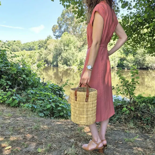 bag Natural Reed Round Leather Basket Bag Etsy - PadaWorks $35.58