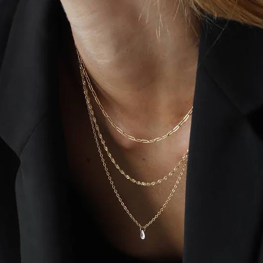 accessory Never Fades 18K Gold Layered Chain Necklace Etsy - REDCHERRYBLVD $34.95