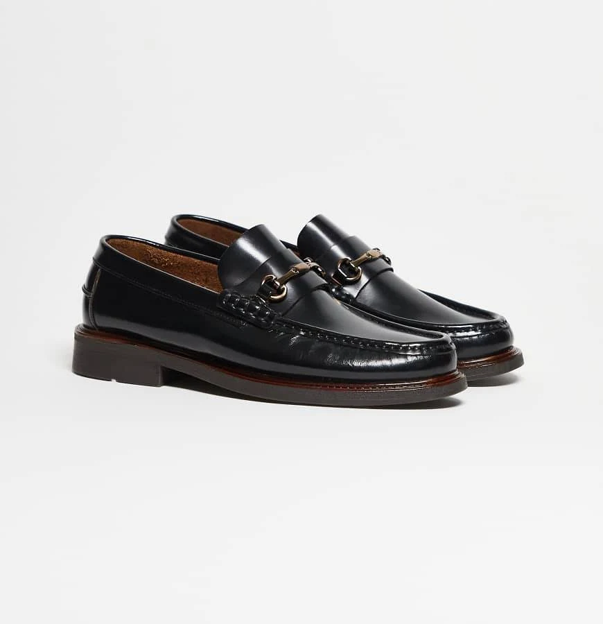 shoes Noak Portugal Leather Penny Loafers with Gold Snaffle ASOS $120