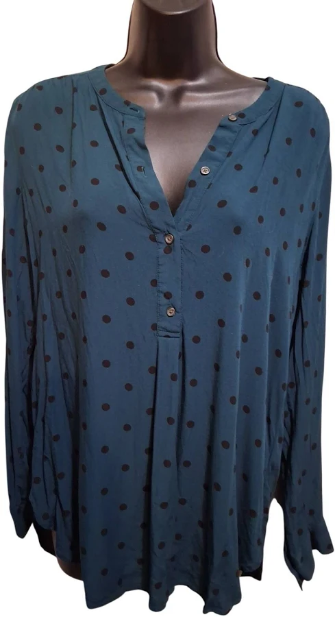 blouse Old Navy Shirt Med, Tunic Top Forest Green With Polka-dots Lightweight eBay - tahug_7709 $10