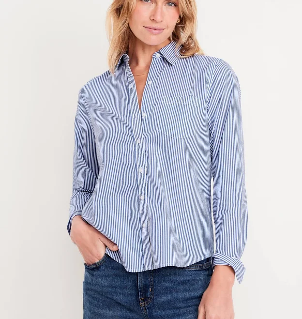 top Old Navy Women's Classic Button-Down Shirt Old Navy $17.99