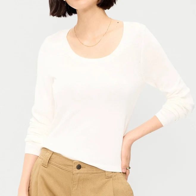top Old Navy Women's Fitted Scoop-Neck Cropped Jersey Sweater Old Navy $11.99